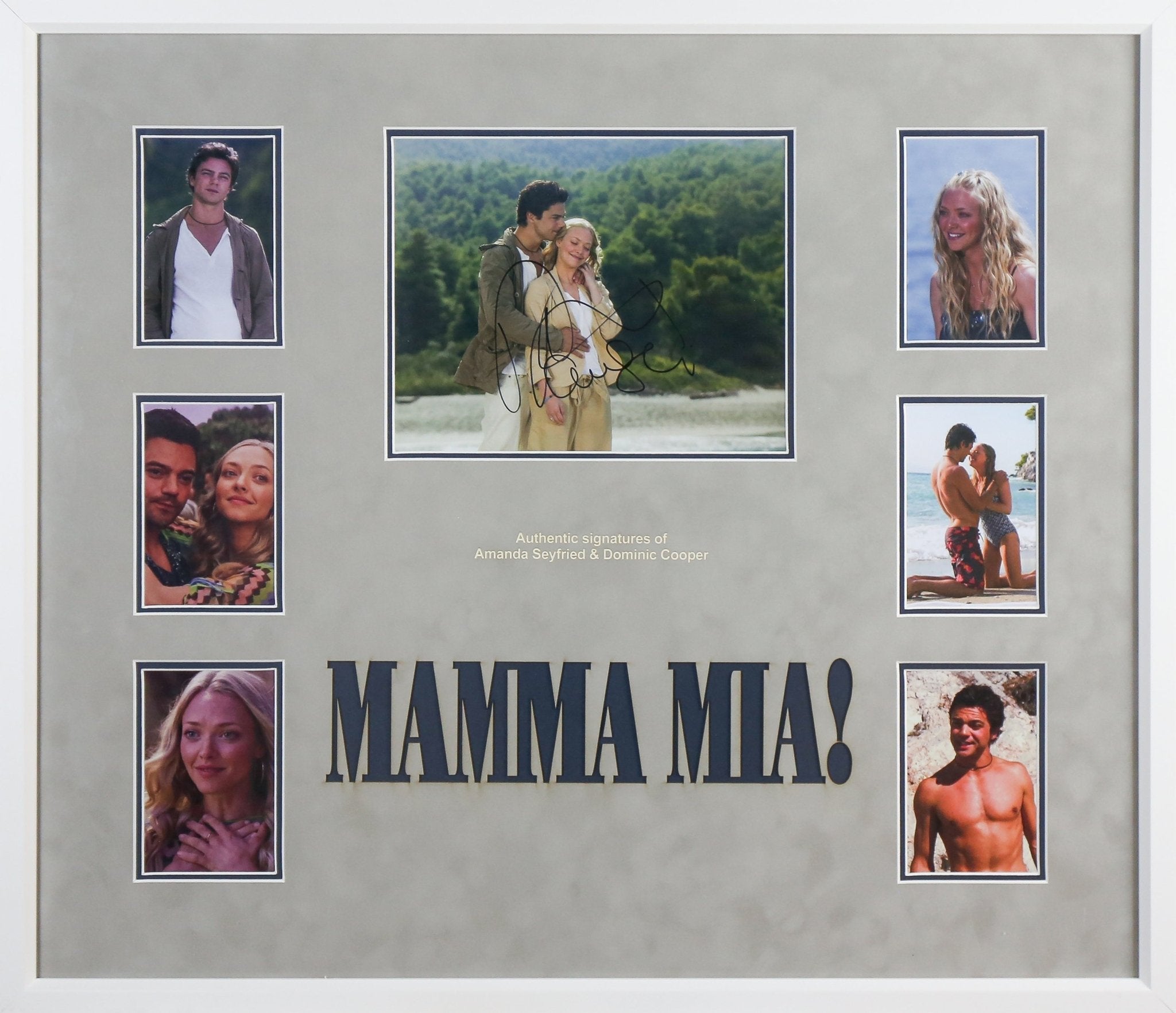 Amanda Seyfried and Dominic Cooper Signed Mama Mia 12x8 Photograph Framed Display - Memorabilia Framers Shop